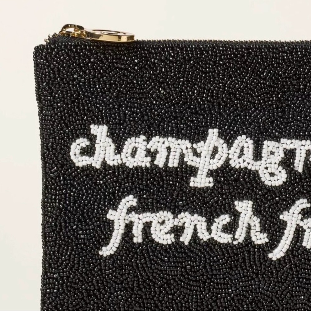 Kate Spade X Target - Black Beaded Zip Pouch Champagne & French Fries - Picture 4 of 4